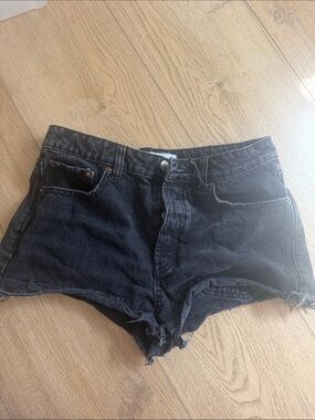 Zara Black Washed Denim Cutoff Shorts